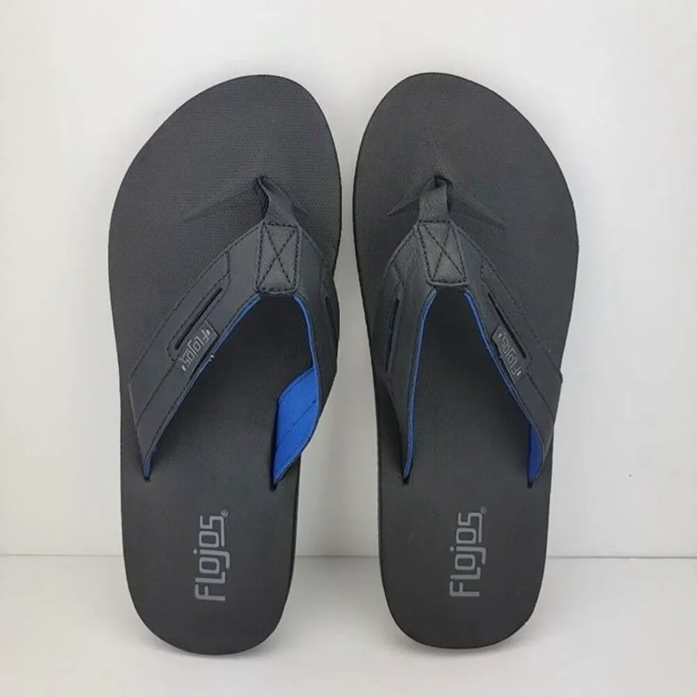 Flojos Mens Size 11 Black Thong Comfort Flip Flop Sandals
